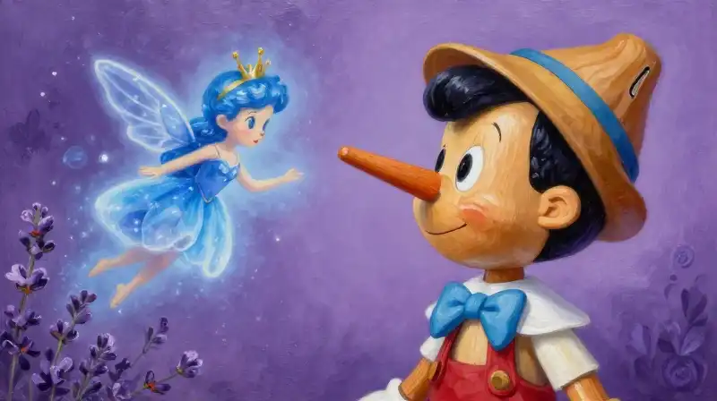 Pinocchios nose grows when he lies