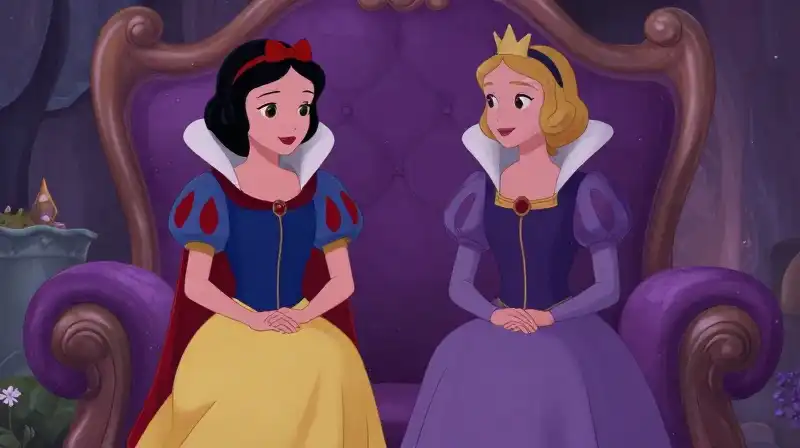 Snow White and stepmother as powerful royal allies