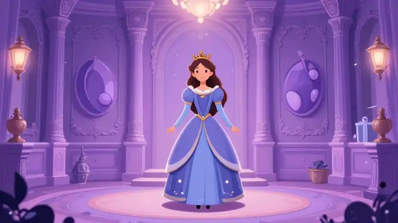 Whimsical illustration of a sensitive princess in a lavender castle