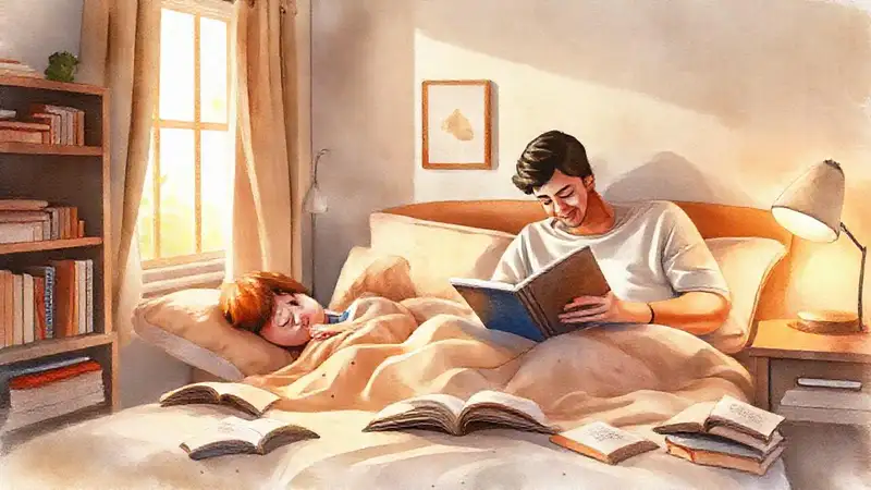 Peaceful family enjoyed quiet reading