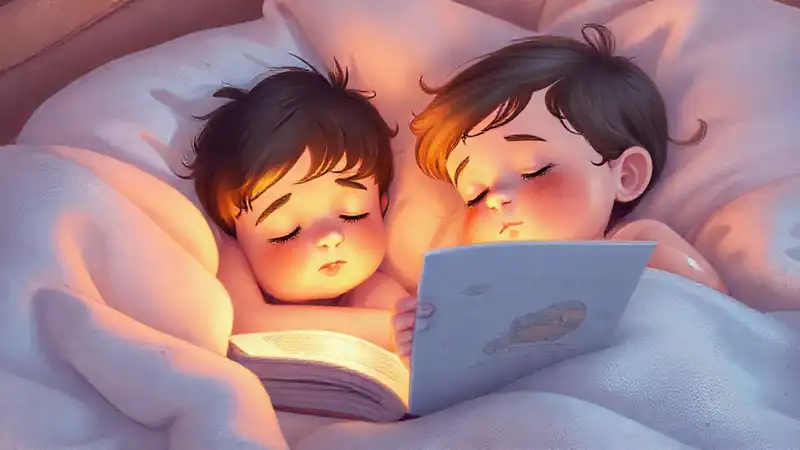 A child sleeps peacefully with a story