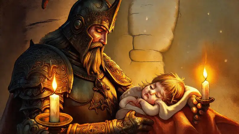 A knight sleeps in a fairytale