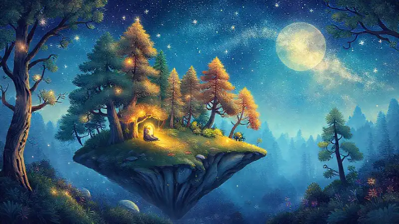 A magical island dreams beneath stars